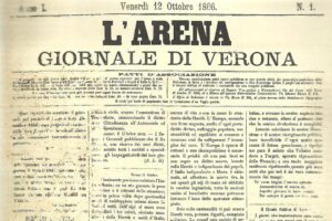 Prima pagina del primo numero del giornale l'Arena di Verona - versione ritagliata