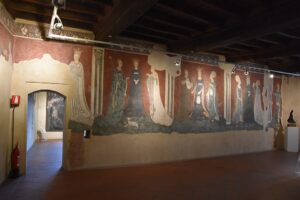 Affreschi tardo-gotici nella sala dei Vizi e delle Virtù, all'interno del castello Mantegazza-Panza a Masnago, Varese.