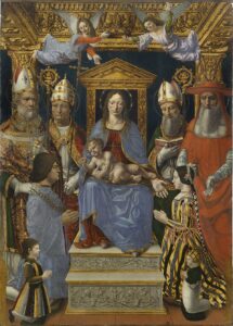 Sforza Altar: La Vergine col Figlio, quattro Dottori della Chiesa (San Girolamo, Sant'Agostino, Sant'Ambrogio e forse pa — Palo del Colle