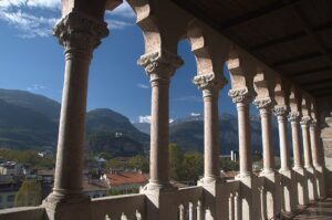 10 2014 Trento - Buonconsiglio Castle - panorama from Venetian International gothic Loggia: Hill Castion, Hill Trento, M