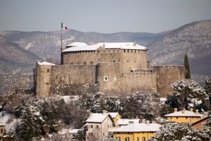 Castle of Gorizia with snow, Italy