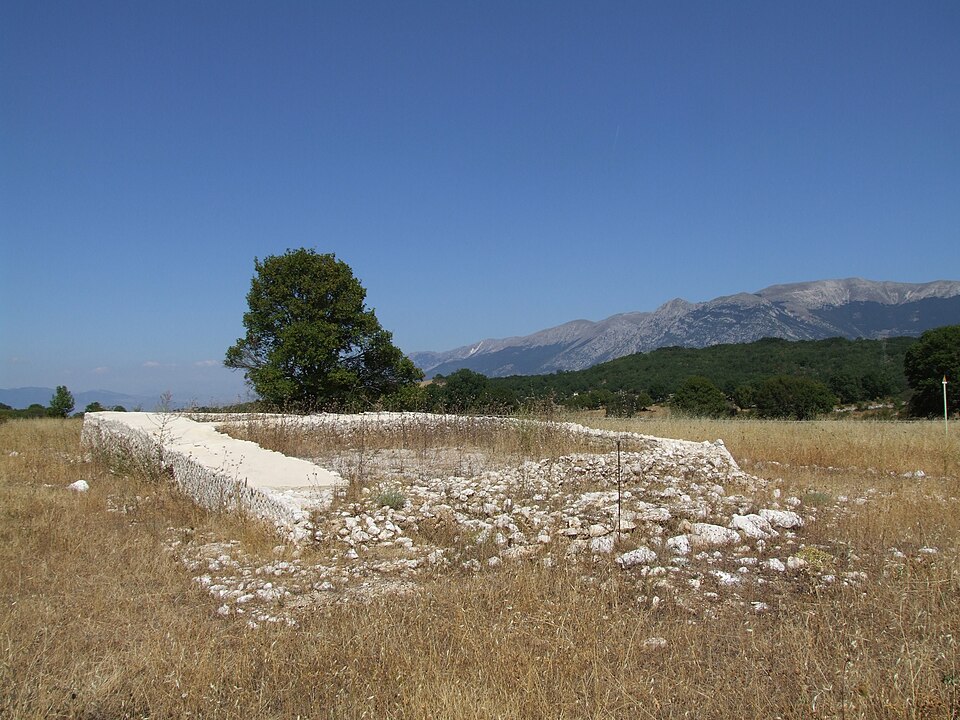 Remains of a Roman temple at the archaeological site of Ocriticum near Cansano